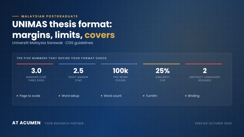 UNIMAS thesis format requirements at Universiti Malaysia Sarawak